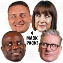 Labour Party 4 Face Mask Pack of Keir Starmer, Wes Streeting, David Lammy, Rachel Reeves