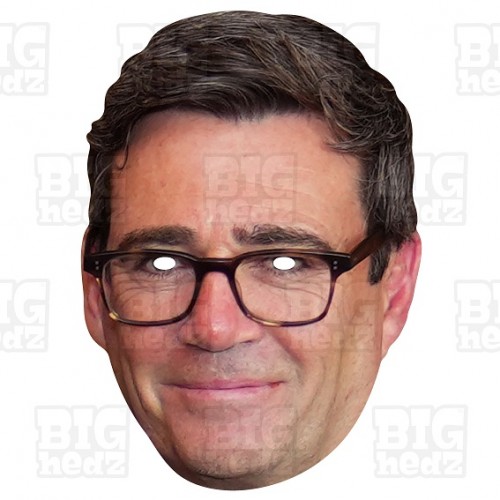 Andy Burnham card face mask ex-Labour Party MP and current Mayor of Manchester