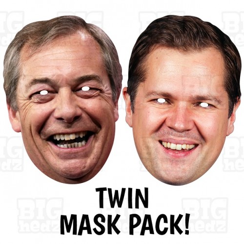 Nigel Farage and Robert Jenrick Twin Card Face Masks