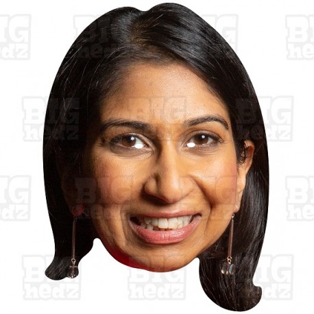 Suella Braverman GIANT size card face mask of the Home Secretary