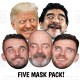 Scotland World Cup Card Face Masks of John McGinn, Andrew Robertson, Steve Clarke and Diego Maradona.