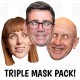 Labour Party 3 Card Face Mask Pack : A Burnham, A Rayner, J Healey