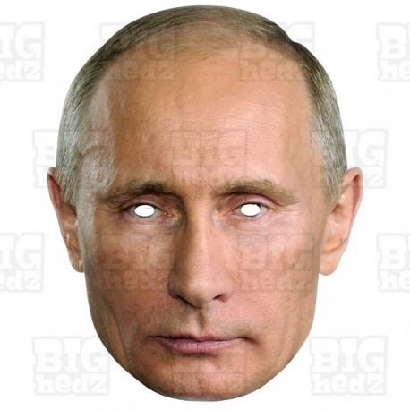 Card face mask of the Russian president Vladimir Vladimirovich Putin, with an elastic strap.