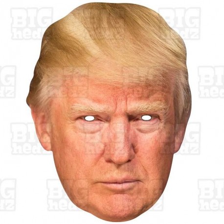 Card face mask with an elastic strap of Donald Trump the ex-president of the United States of America,