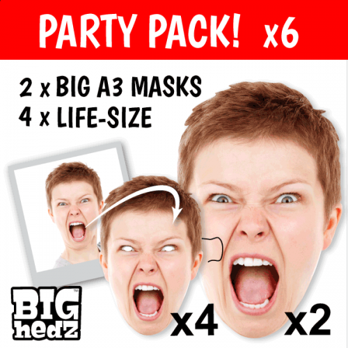 Party Pack BIG A3 size + Life-size Personalised Card Face Masks