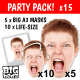 Party Pack BIG A3 size + Life-size Personalised Card Face Masks