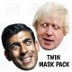 Boris Johnson + Rishi Sunak : TWIN-PACK Life-size Card Face Masks