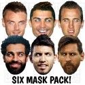 SUPER STRIKERS 6 Card Face Masks. Lionel Messi, Cristiano Ronaldo, Mo Salah, Harry Kane, Jamie Vardy.