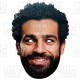 Card face mask with an elastic strap of the Liverpool football club star striker Mohamed Mo Salah