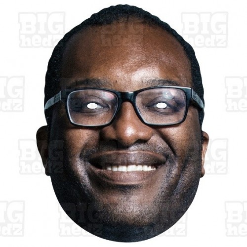 Kwasi Kwarteng the new Chancellor of the Exchequer in Liz Truss government card face mask.