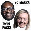 Card face masks on elastic of Kwasi Kwarteng and Liz Truss the Prime Minister and Chancellor of the Exchequer