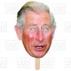 King Charles III card face mask to wear with an elastic strap and eye-holes, or on a stick.