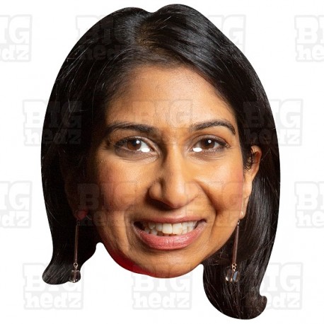 Suella Braverman GIANT size card face mask of the Home Secretary