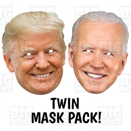 Donald Trump and Joe Biden card face masks US Election twin-pack