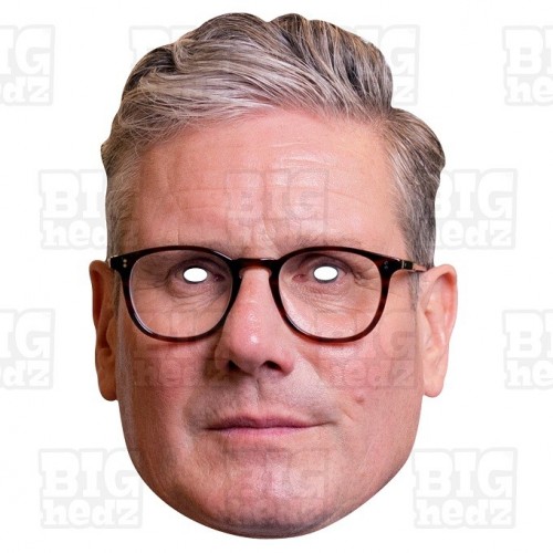 Keir Starmer Prime Minister Card Face Mask of the Labour Party leader.