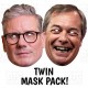 Keir Starmer and Nigel Farage card face masks, Labour Party Reform UK
