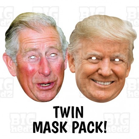 Donald Trump plus King Charles III card face masks ready to wear! 