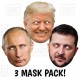 Ukraine Peace Talks 3 Mask Pack including Donald Trump, Vladimir Putin and Volodymyr Zelensky