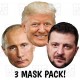 Peace Talks 3 GIANT Face Masks of Volodymyr Zelensky, Donald Trump and Vladimir Putin.