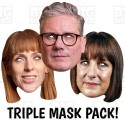 Labour Party Card Face Masks of Keir Starmer, Rachel Reeves, Angela Rayner